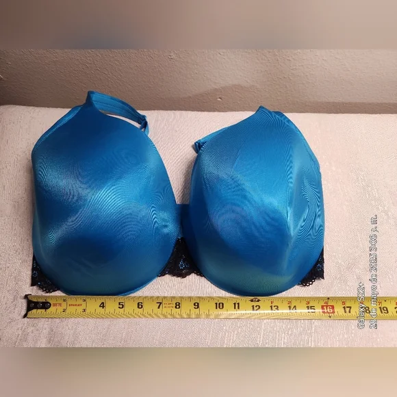 CACIQUE BRA 42 H Blue Lace Trim Bra - Picture 3 of 9